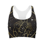 Gold And Black Scorpio Sign Print Women's Sports Bra