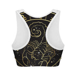 Gold And Black Scorpio Sign Print Women's Sports Bra