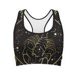 Gold And Black Scorpio Sign Print Women's Sports Bra