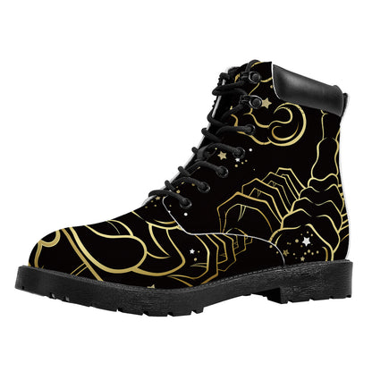 Gold And Black Scorpio Sign Print Work Boots