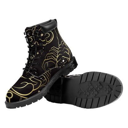 Gold And Black Scorpio Sign Print Work Boots