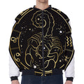 Gold And Black Scorpio Sign Print Zip Sleeve Bomber Jacket