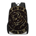 Gold And Black Taurus Sign Print 17 Inch Backpack