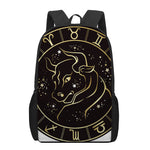 Gold And Black Taurus Sign Print 17 Inch Backpack