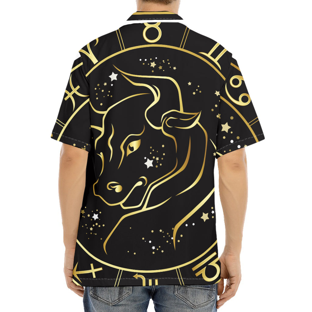 Gold And Black Taurus Sign Print Aloha Shirt