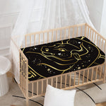 Gold And Black Taurus Sign Print Baby Crib Sheet