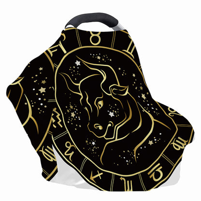Gold And Black Taurus Sign Print Baby Seat Cover