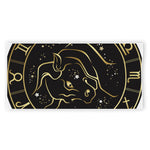 Gold And Black Taurus Sign Print Beach Towel