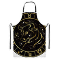 Gold And Black Taurus Sign Print Bib Apron With Pocket