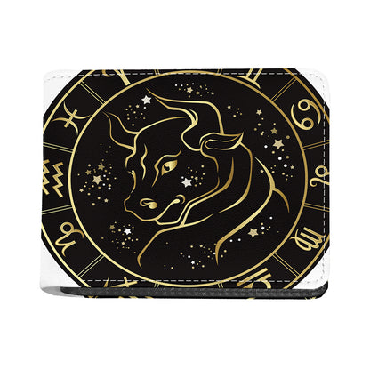 Gold And Black Taurus Sign Print Bifold Wallet
