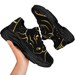 Gold And Black Taurus Sign Print Black Chunky Shoes
