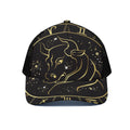 Gold And Black Taurus Sign Print Black Mesh Trucker Hat