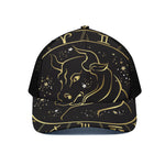 Gold And Black Taurus Sign Print Black Mesh Trucker Cap