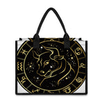 Gold And Black Taurus Sign Print Canvas Tote Bag
