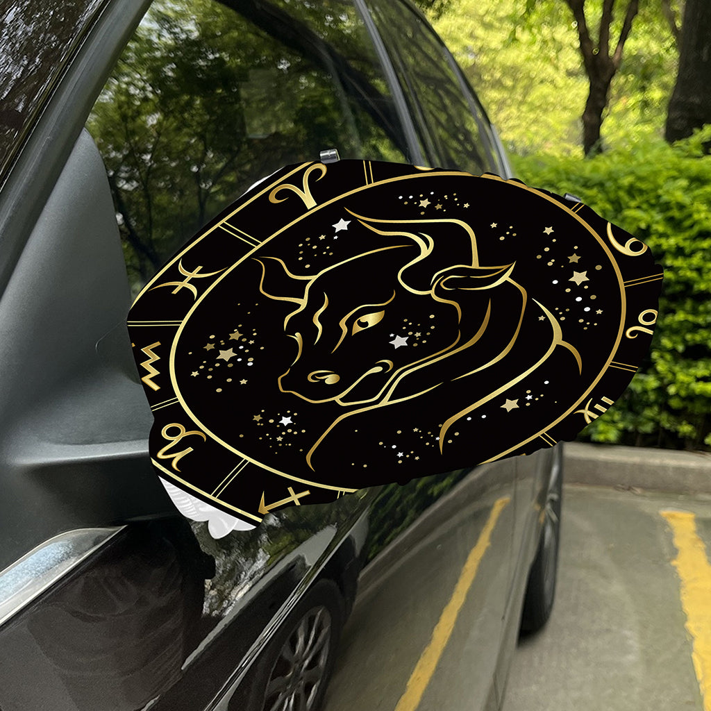 Gold And Black Taurus Sign Print Car Side Mirror Covers
