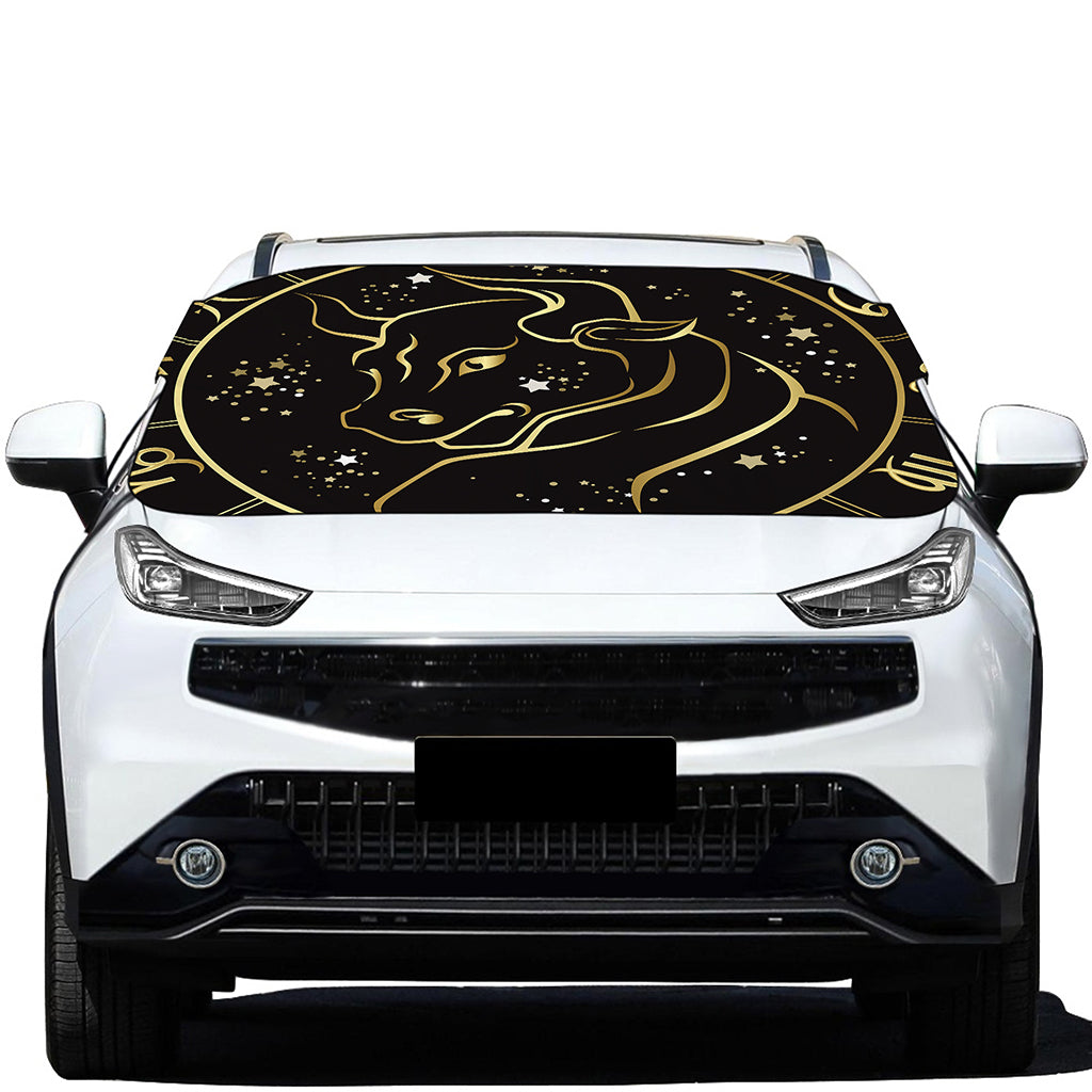 Gold And Black Taurus Sign Print Car Windshield Snow Cover