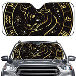 Gold And Black Taurus Sign Print Car Windshield Sun Shade