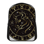 Gold And Black Taurus Sign Print Casual Backpack