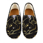 Gold And Black Taurus Sign Print Casual Shoes