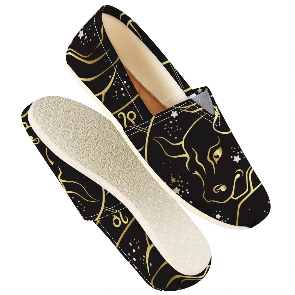 Gold And Black Taurus Sign Print Casual Shoes