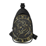 Gold And Black Taurus Sign Print Chest Bag
