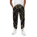 Gold And Black Taurus Sign Print Cotton Pants