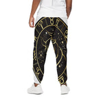Gold And Black Taurus Sign Print Cotton Pants