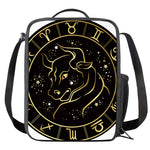 Gold And Black Taurus Sign Print Crossbody Lunch Bag