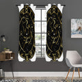 Gold And Black Taurus Sign Print Grommet Curtain Panels