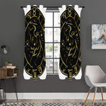 Gold And Black Taurus Sign Print Curtain