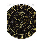 Gold And Black Taurus Sign Print Curtain