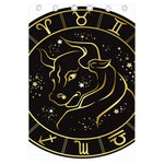 Gold And Black Taurus Sign Print Curtain