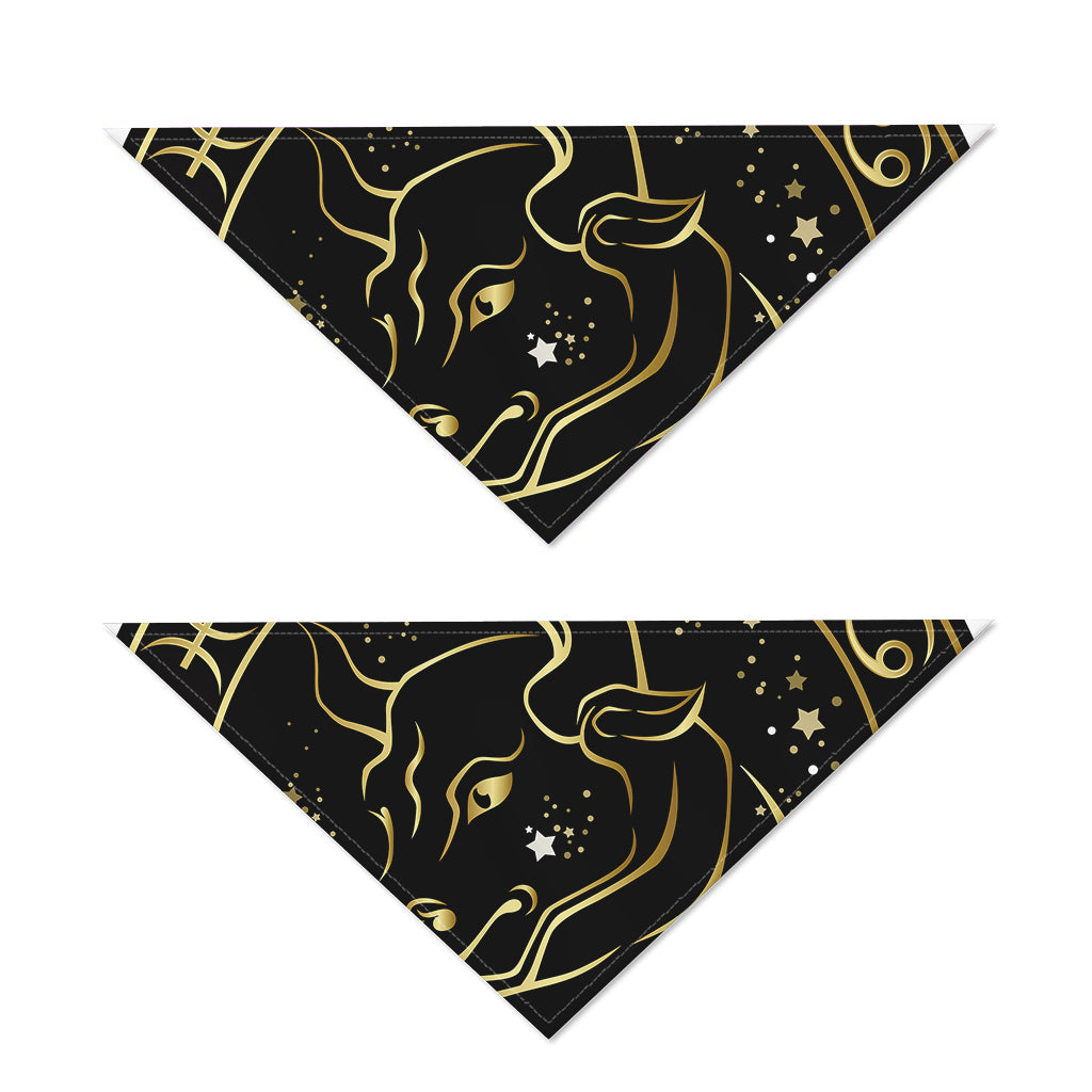 Gold And Black Taurus Sign Print Dog Bandana