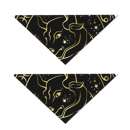 Gold And Black Taurus Sign Print Dog Bandana