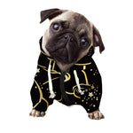 Gold And Black Taurus Sign Print Dog Zip Up Hoodie