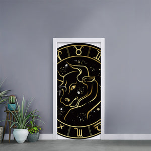 Gold And Black Taurus Sign Print Door Sticker