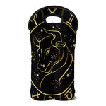 Gold And Black Taurus Sign Print Double Neoprene Wine Tote