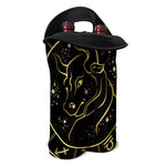 Gold And Black Taurus Sign Print Double Neoprene Wine Tote