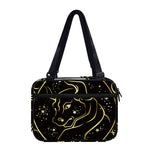 Gold And Black Taurus Sign Print Double Strap Bible Bag