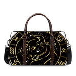 Gold And Black Taurus Sign Print Duffle Bag