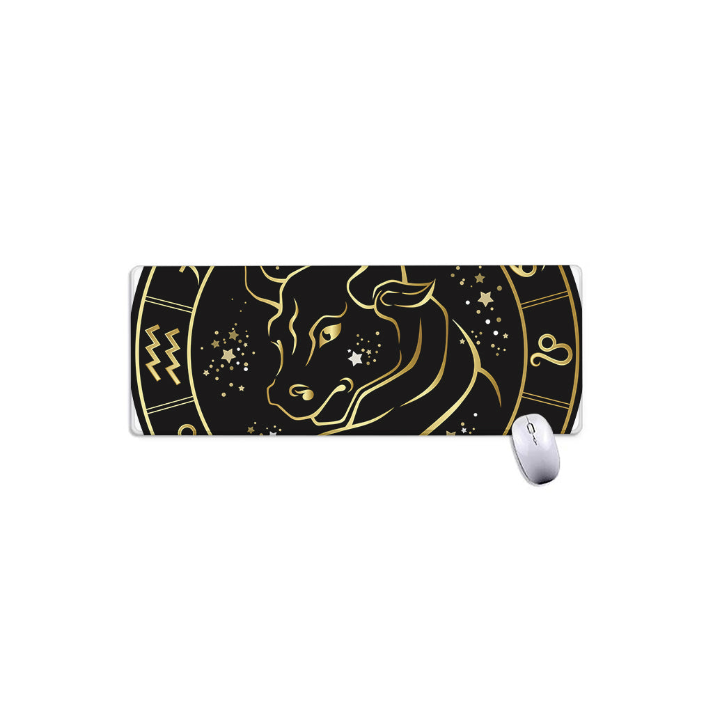 Gold And Black Taurus Sign Print Extended Mouse Pad