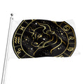 Gold And Black Taurus Sign Print Flag
