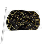 Gold And Black Taurus Sign Print Flag