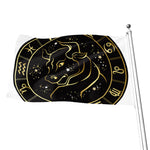 Gold And Black Taurus Sign Print Flag