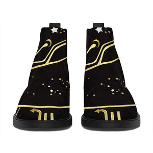 Gold And Black Taurus Sign Print Flat Ankle Boots