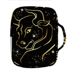 Gold And Black Taurus Sign Print Front Pocket Bible Bag