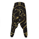 Gold And Black Taurus Sign Print Hammer Pants