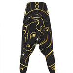 Gold And Black Taurus Sign Print Hammer Pants