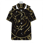 Gold And Black Taurus Sign Print Hawaiian Shirt