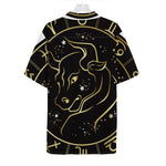 Gold And Black Taurus Sign Print Hawaiian Shirt